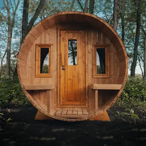 Sortie d'usine Offres Spéciales 4 personnes Avantages traditionnels pour la santé Sauna en plein air avec des fenêtres de zone de repos en bois