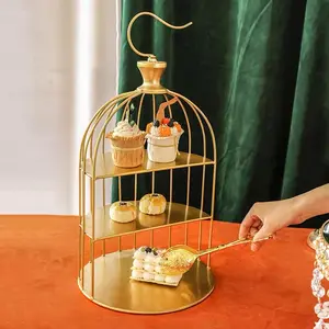 豪华托盘甜点桌6件定制圆形圣诞浮动金属金色婚礼蛋糕架