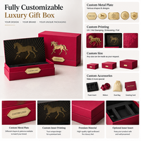Boîte cadeau rigide personnalisée avec couvercle et base, accessoires en métal avec plaque nominative pour l'emballage de parfums et de bijoux, vente en gros, haute qualité
