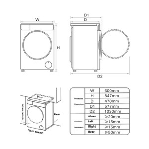 เครื่องซักผ้าและอบผ้าอัจฉริยะ Mi 10 กก. รุ่น WD10FEB6A เชื่อมต่อแอปพลิเคชัน คุณภาพสูง - Product Image 6