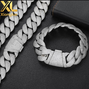 Men's Trendy 24mm <b>Copper</b> Full Zircon Bubble Cuban Chain Necklace Personalized Gold Plated Hip-Hop Jewelry Gift - Product Image 6