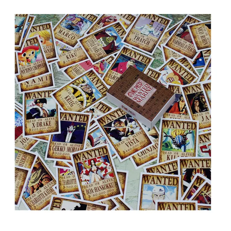 100 Pcs/set Anime One Piece Card One Piece Wanted Post Card Anime One Piece Paper Gift
