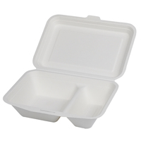 Boîte de papier alimentaire jetable écologique pour restaurant Compostable Sugarcane Bagasse Clamshell Plat à soupe Assiette biodégradable