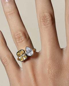 Bague élégante en diamant de laboratoire taille poire brillante pour femme, sertie clos, en or jaune, or blanc, or rose, pour mariage - Product Image 5