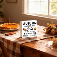 1PC Plaque de table en PVC imprimée UV Feuille d'automne dorée, Décoration d'automne style ferme pour la maison et le bureau, Ambiance récolte chaleureuse