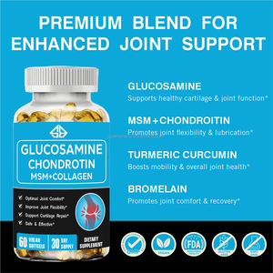 Capsules de Glucosamine, MSM, Collagène et Chondroïtine à Base d'Extraits Végétaux pour la Flexibilité Articulaire et la Réparation du Cartilage chez l'Adulte, Marque Blanche, 60 Comprimés - Product Image 3