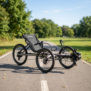 Vélo couché à quatre roues, cadre en aluminium 26 pouces, 21 vitesses, frein à disque, réglable, utilisation tout-terrain - Product Image 3