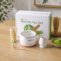 Ensemble traditionnel japonais de fouets à matcha, kit en bambou 4 pièces, cuillère, bol, fouet à matcha en bambou