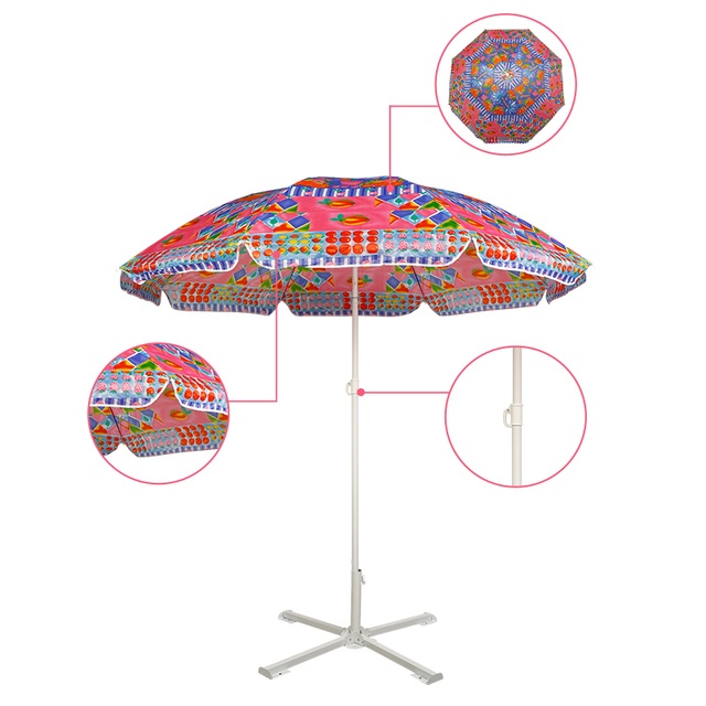 Windproof Beach Umbrella UV protection Portable Single Canopy Beach Umbrella Custom Printing