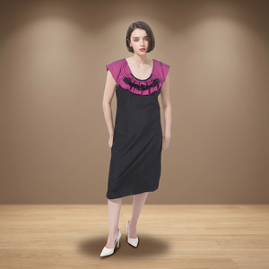 Vestidos de Maternidad hasta la Rodilla, Color Negro y Morado, Cómodos, 100% Algodón/Bambú, Antiarrugas, Transpirables, Semiformales, para Uso Diario/Playa - Product Image 3