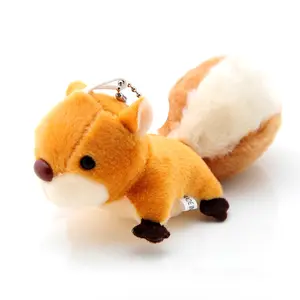 कस्टम मेड आलीशान खिलौना प्यारा 10 सेमी प्यारा गिलहरी आलीशान चाबी का गुच्छा
