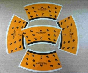 Smith & Doran <b>Orange</b> PE Coated <b>Paper</b> Cup Sleeves Single Side Food Grade Disposable for Beverage Packaging Custom Size - Product Image 1