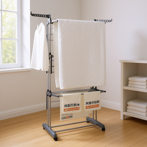 Tendedero Plegable de Acero Inoxidable de Doble Nivel Tipo Ala de Gaviota para Interiores, Ahorro de Espacio, Minimalista - Product Image 2