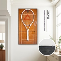 Marco de Fotos para Raqueta de Tenis de Metal y Madera, Decoración de Pared Rectangular Negra, Ecológica y Duradera, para Campeonatos Grand Slam