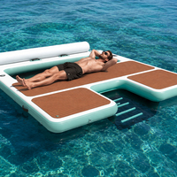 Plateforme flottante gonflable tout-en-un : hamac aquatique, rampe pour chien, transat individuel, pare-battage pour bateau