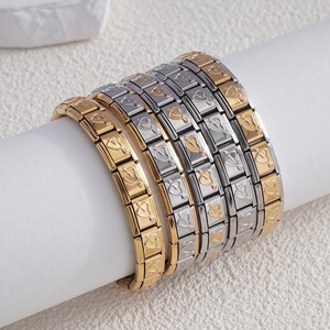 Heart Pattern Zinc Alloy Bracelet Unisex Gift Jewelry Arrow Through Heart Series Modular Splicing Retro Italian Style - Product Image 1