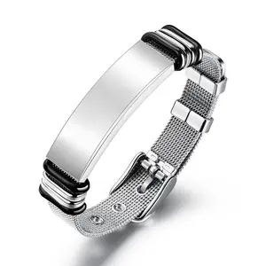 2021 Daily Wear Trendy High Quality Men's Silicone Bracelet Private Custom Engraved 304 L Stainless Steel Bracelets