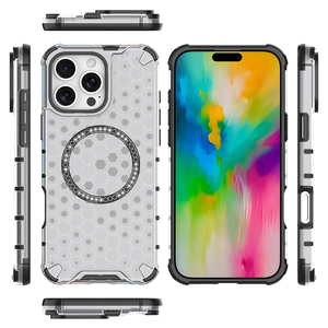 เคสโทรศัพท์ PC แบบแข็งลายรังผึ้งโปร่งใสสำหรับ iPhone 16 15 14 13 12 Plus Pro MAX ฝาครอบป้องกันการกระแทก - Product Image 6