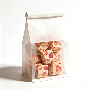 Bolsa de Papel de Algodón Blanco Mate para Empacar Pan, con Ventana Transparente, Base Plana y Autoportante, para Panadería, Tostadas y Galletas, Suministro al por Mayor - Product Image 1