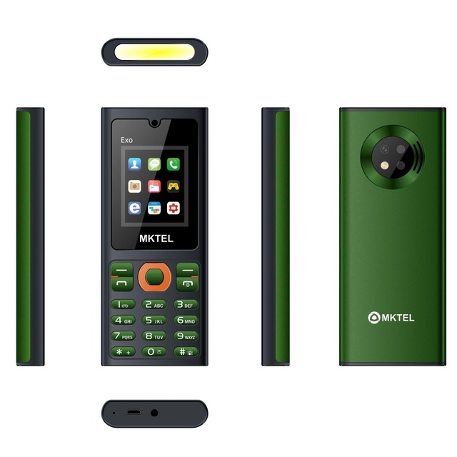 MKTEL EXO Feature Phone Senior Mobile Phone Dual SIM Dual Standby 1.77" Display GSM MP3 MP4 FM Radio Strong Torch Loud Speaker