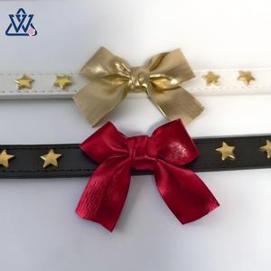 Collier pour animaux de compagnie réglable avec nœud pour petits chiens, couleur unie élégante, noir, rouge, blanc, or, origine Zhejiang - Product Image 4