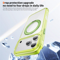 360 °   Coque de téléphone magnétique rotative avec anneau pour iPhone 18 17 16 15 Pro Max, transparente verte, anti-jaunissement, antichoc, protection intégrale