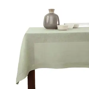 Daily 100% Pure Linen Hemstitch Tablecloth for Wedding , Outdoor ,Dining and Holiday