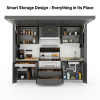 Cuisine extérieure modulaire en acier inoxydable avec barbecue, évier, brûleur latéral et rangement pour patio
