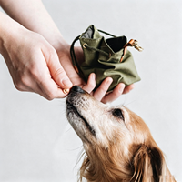 Pochette à friandises pour chien en toile cirée, sac portable à cordon pour l'entraînement des animaux de compagnie avec clip métallique pour les promenades et l'entraînement des chiens en extérieur