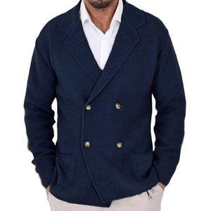 Nouveau cardigan décontracté en tricot, pull tendance à double boutonnage, manches longues, veste ample, style homme - Product Image 5