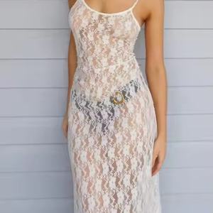 Robe longue d'été transparente sexy pour femme, style vacances, sans manches, décontractée, pour la plage - Product Image 3