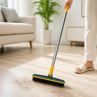 Brosse de nettoyage multifonctionnelle à long manche pour carrelage, raclette et balai, avec poils rigides pour le lavage des sols domestiques
