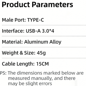 Hub USB 3.0 4 ports en aluminium, femelle-femelle, compatible avec l'électronique grand public et les ordinateurs, utilisation pour mini <span class=keywords><strong>PC</strong></span>, sortie Type C, en stock - Product Image 6