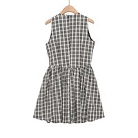 Robe d'été personnalisée 2026 pour femme, à carreaux, avec ceinture à nouer, sans manches, élégante, col rond, mini-robe décontractée, OEM/ODM par une usine de vêtements chinoise