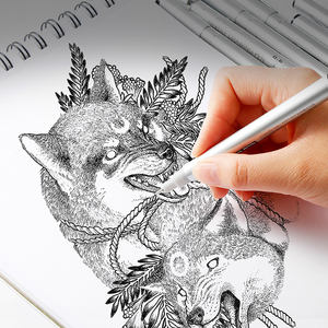 高级银外观Finliner绘图笔MS-807A 4pcs/8pcs/10pcs套装，带防水颜料墨水 - Product Image 6