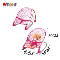Ensemble 3-en-1 : Lit bébé, chaise haute et poussette avec poupée de 35 cm pour jeu d'imitation des filles