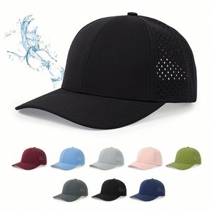 Wholesale in Stock Factory Customized Laser Perforated <b>Hat</b> Hight Quality 6 Panel <b>Waterproof</b> Baseball Cap - Product Image 1