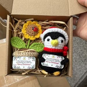 New Crocheted Santa Claus Doll <b>Gift</b> <b>Box</b> Featuring Handmade <b>Christmas</b> Bears, Snowmen, Penguins, and Gingerbread Men - Product Image 6