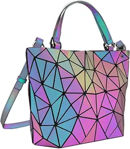 Geometris Tote Bag-Tas Selempang Top Menangani Tas Belanja, Tas Pinggang Pack - Luminous atau Gabus