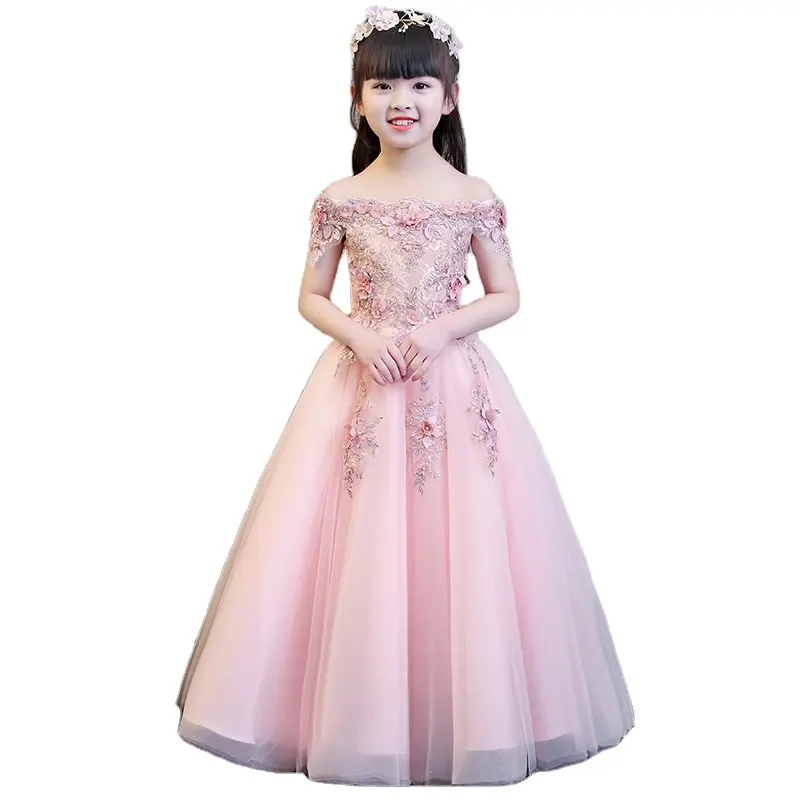 Bambini Maxi Dress Princess Girl Wedding Birthday Dress Elegant neonate Lace Design Night Party abiti per bambini per ragazze