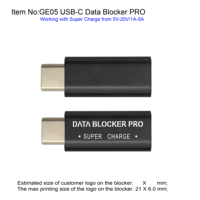 Logotipo personalizado USB C Data Blocker Pro Type-C. Adecuado para teléfonos móviles y tabletas. Bloquea la transferencia de datos innecesaria.