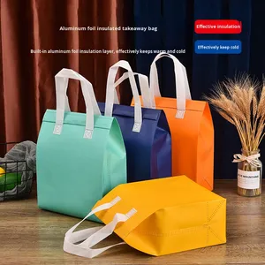 Sacs isothermes personnalisés en coton perlé non tissé, sacs d'emballage jetables pour la restauration rapide, le thé au lait, le traiteur, et les sacs fourre-tout pour le pain - Product Image 1