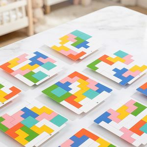 Pattern Block Match Building Cubes With Bell Kids Adults Toys Wooden Matching Puzzle <b>Board</b> <b>Games</b> <b>for</b> Family Holidays Night - Product Image 4