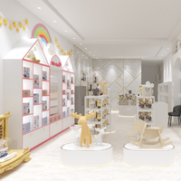Meuble de présentation sur mesure en bois blanc pour magasin de vêtements pour enfants, présentoir de sol en bois massif, gondole de présentation fabriquée sur mesure