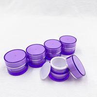 Pot de crème acrylique à double paroi 10ml Pots cosmétiques de couleur violette Contenants de crème pour le visage en plastique