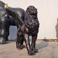 Statue de lion ailé en bronze de grande taille RELONG, sculpture de style antique pour la décoration de parcs, jardins extérieurs