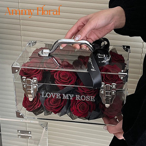 AM-PFE107 Ammy Rosa Stabilizzata in Scatola Acrilica Design Elegante da Giardino <span class=keywords><strong>Regalo</strong></span> <span class=keywords><strong>Romantico</strong></span> per la Festa della Mamma e <span class=keywords><strong>San</strong></span> <span class=keywords><strong>Valentino</strong></span> - Product Image 2