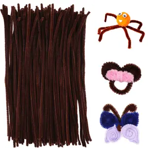 150pcs Pipe Cleaners Fuzzy Sticks Children Educational Toys Handmade Brown Chenille Stems