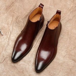Botas de Invierno 2025, Nuevas, de Otoño, con Cordones en el Tobillo, de Cuero de Grano Entero, Casuales, Vintage, Resistentes, Transpirables, con Forro de Lana, Suela de Goma - Product Image 1