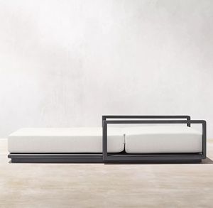 سرير نهاري فاخر مع وسائد سميكة كراسي استلقاء شمسية معدنية أنيقة لأثاث المسبح الجانبي - Product Image 5